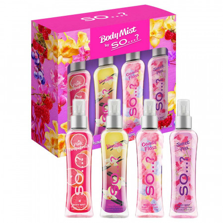 Coffret 4 Brumes 100ml - Pamplemousse Rose, Vanille, Barbe à Papa, Fleurs Roses 