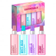Coffret 4 Mini Brumes Escentuals 40ml - Vanille, Candy, Pivoine, Musc Blanc